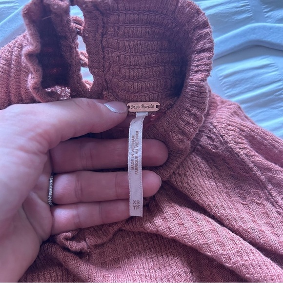 Free People Boulevard Boulevard Textured Top Long Sleeve Mock Neck Orange XS - Picture 7 of 8